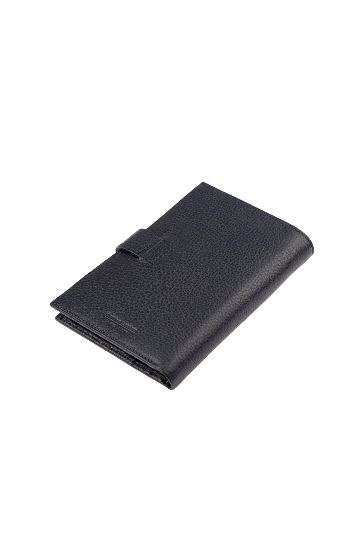 Lacivert Hakiki Deri Bol Kartlıklı Bozuk Para Bölmeli Fermuarlı Uzun Erkek Cüzdan