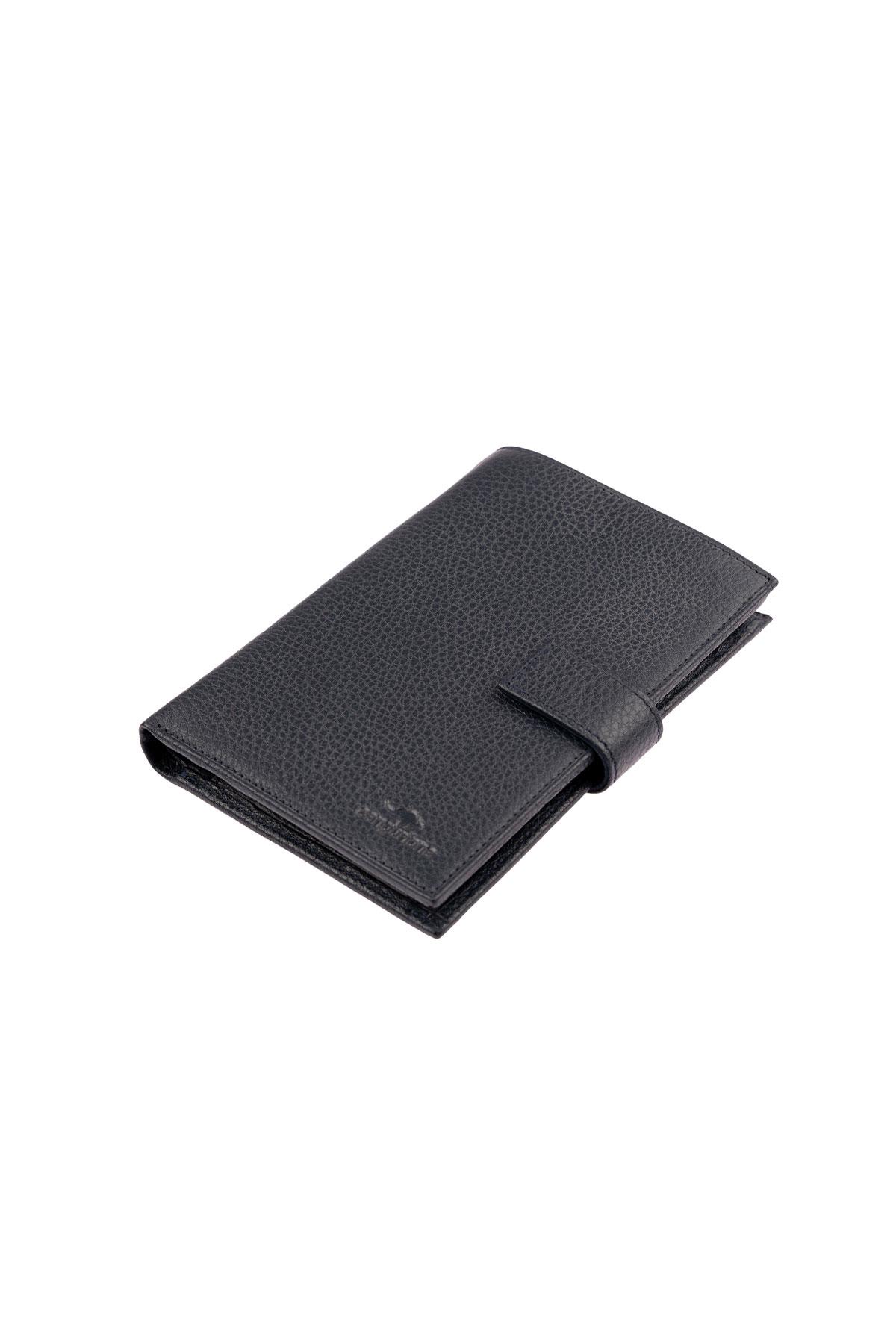 Lacivert Hakiki Deri Bol Kartlıklı Bozuk Para Bölmeli Fermuarlı Uzun Erkek Cüzdan