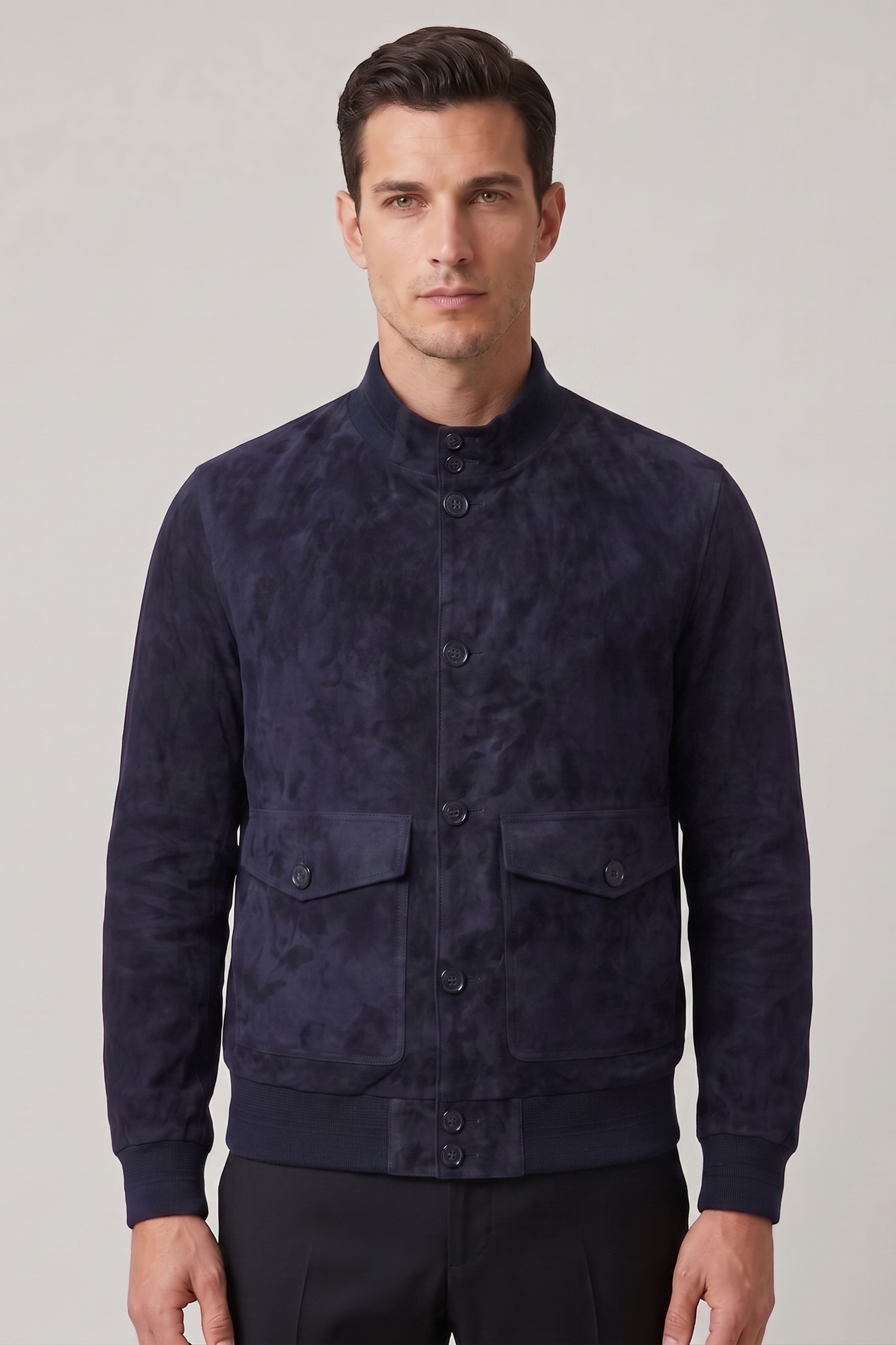 Navy Blue Knox MenS Suede Coat