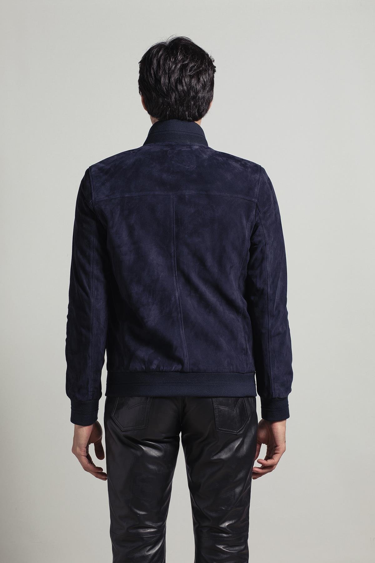 Navy Blue Knox Men's Suede Coat