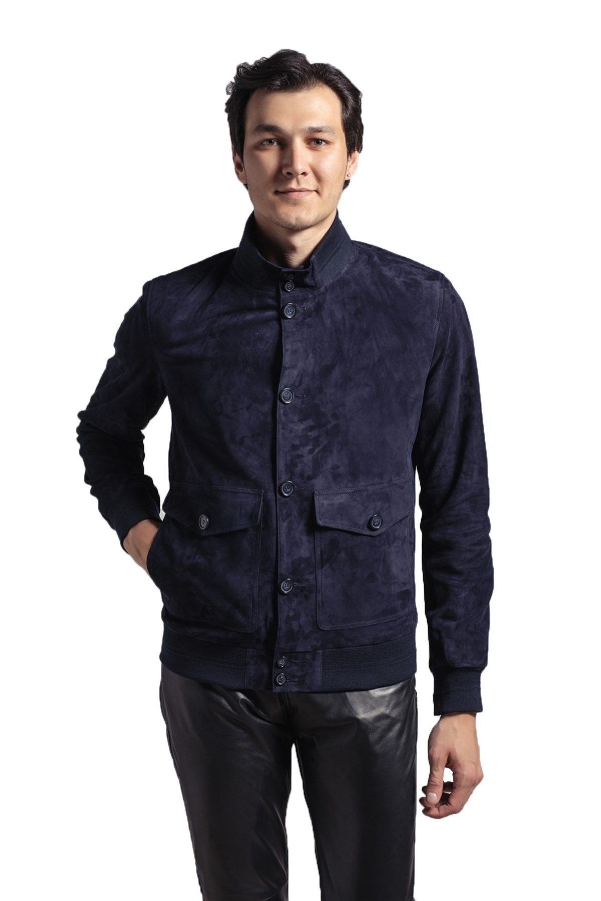 Navy Blue Knox Men's Suede Coat