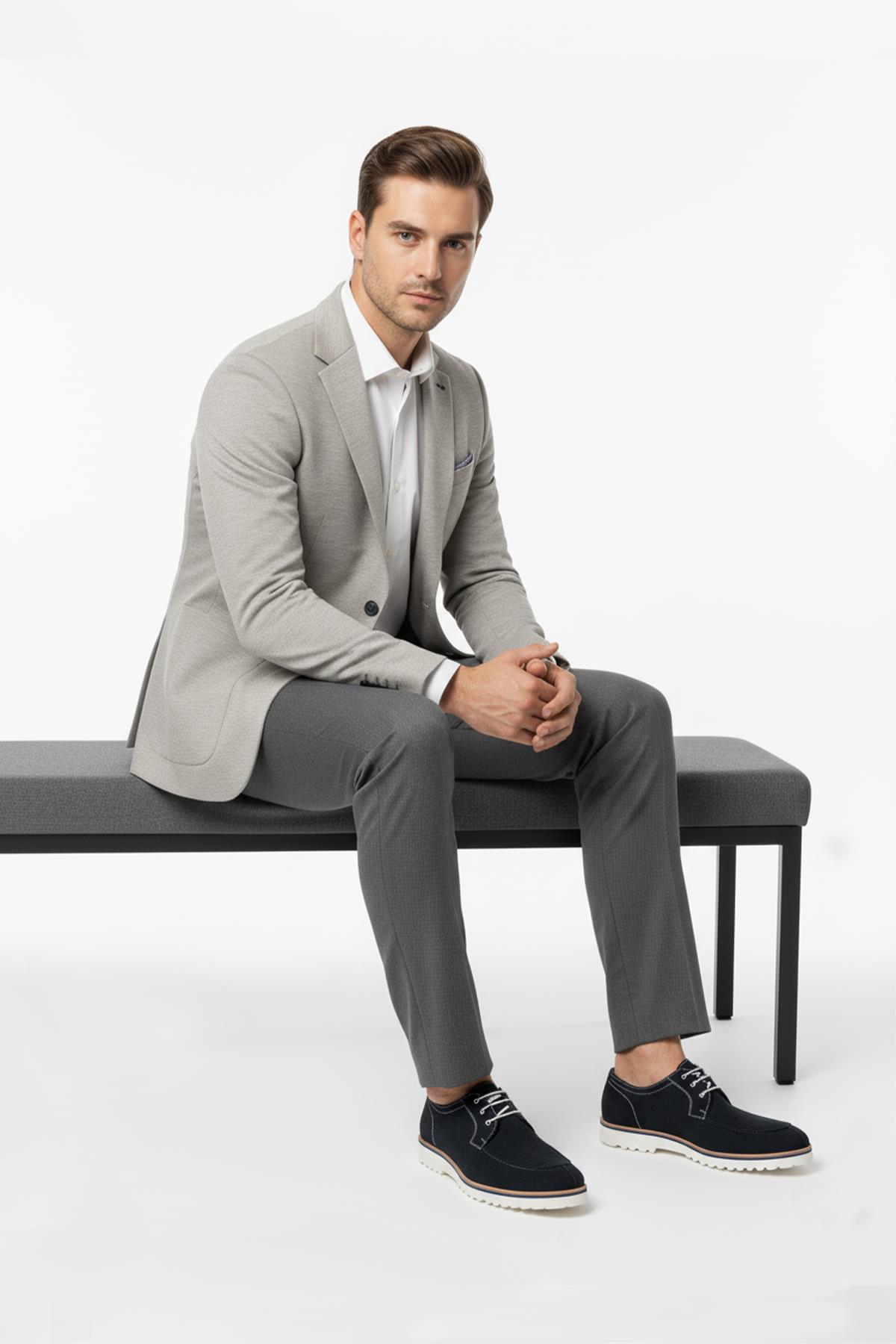 Lacivert Süet Deri Günlük Erkek Ayakkabı