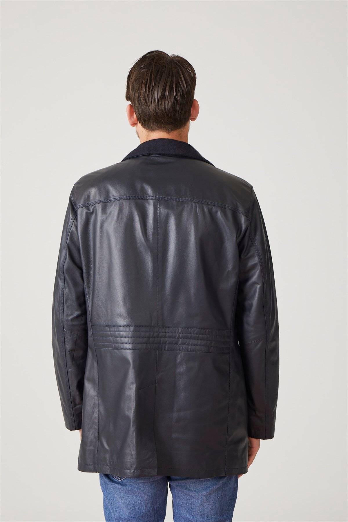 Lacivert Weston Erkek Deri Kaban