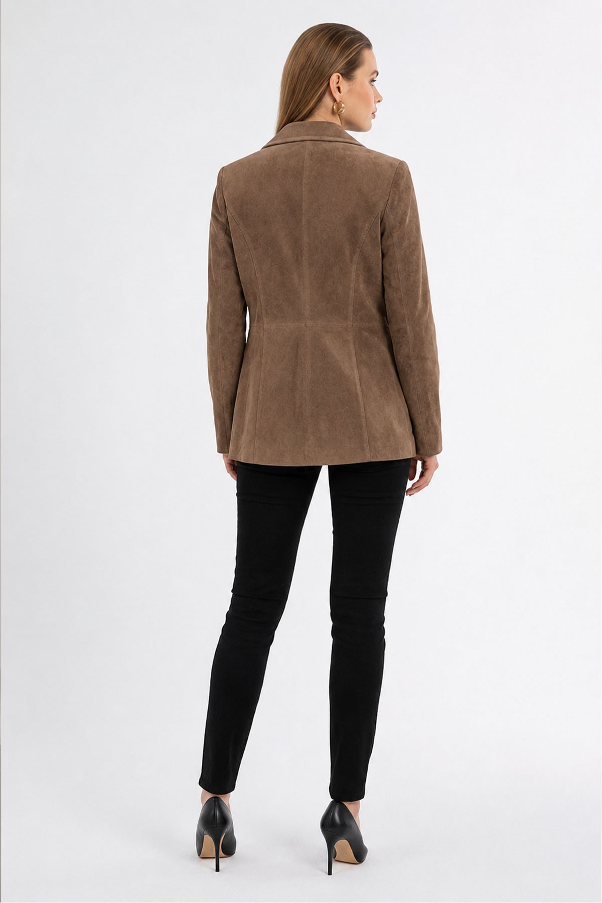 Louisa Camel Blazer Kadın Hakiki Süet Ceket