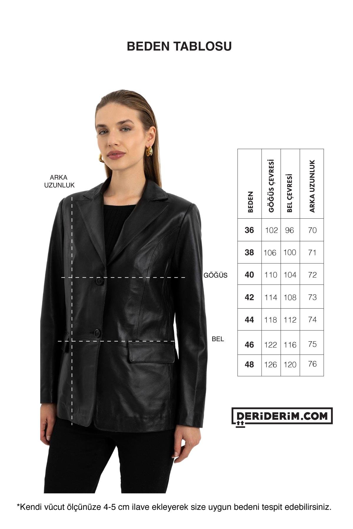 Louisa Siyah Blazer Kadın Hakiki Deri Ceket