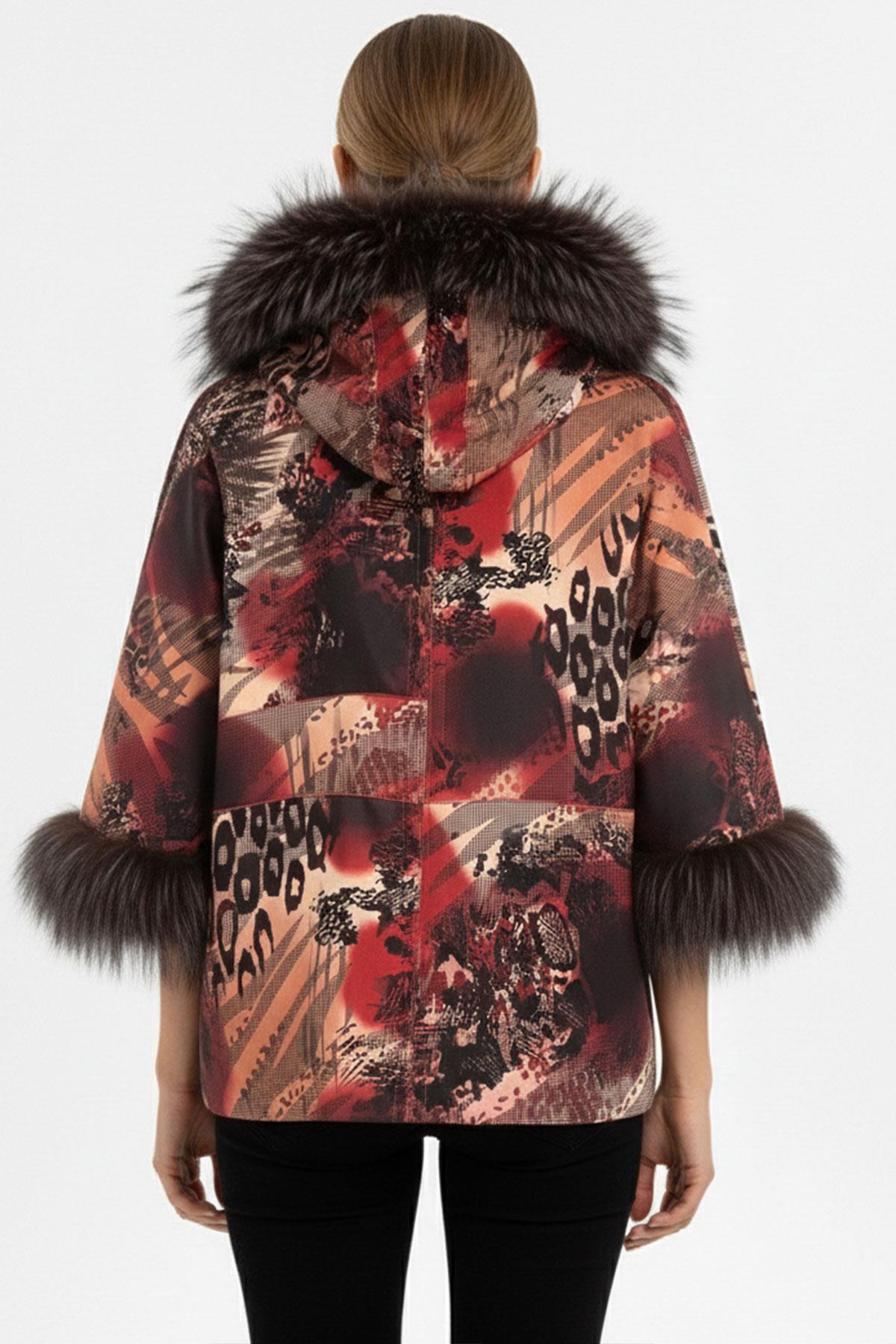 Lulu Kırmızı Panço Çift Taraflı Hakiki Deri Mont