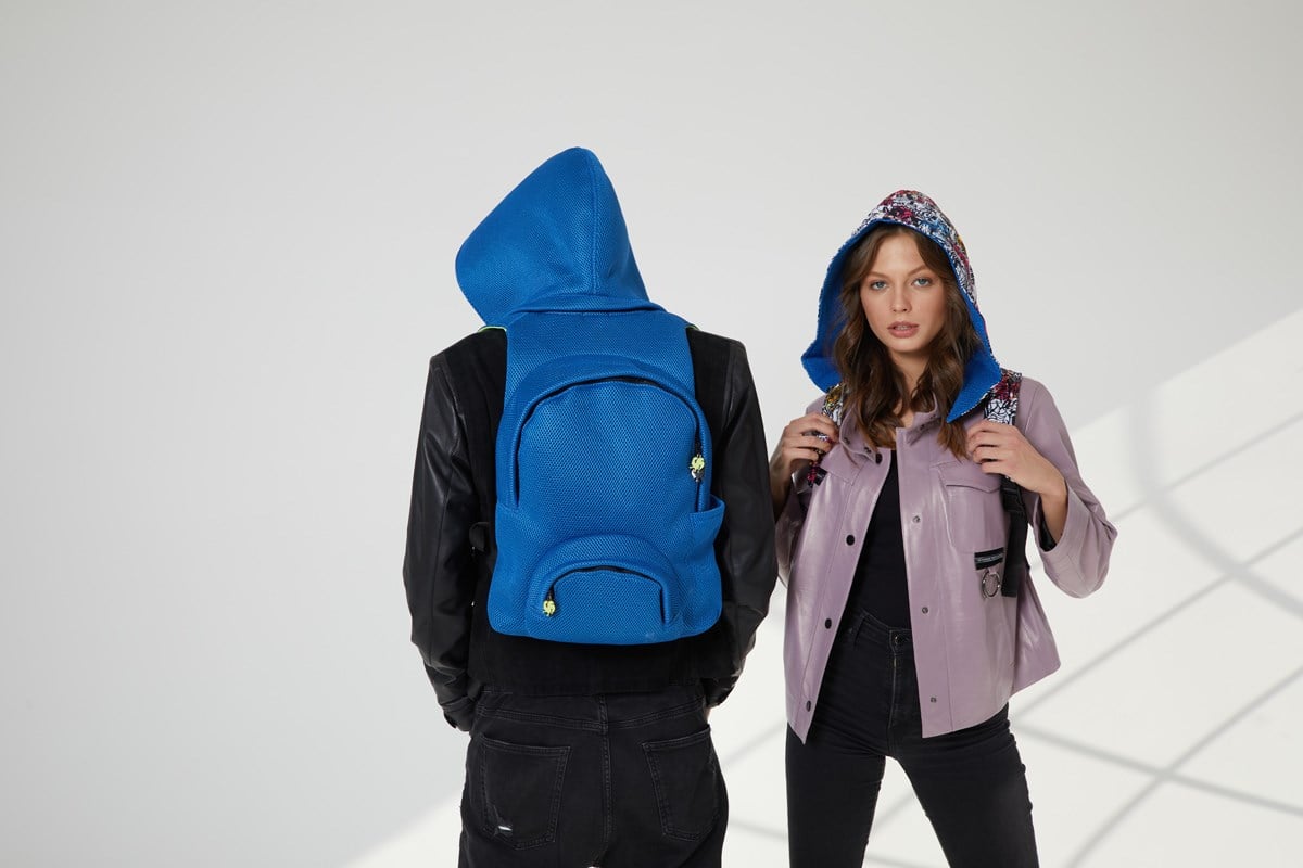 MAVİ AİRFİLE NEON SARI KAPÜŞONLU SIRT ÇANTASI