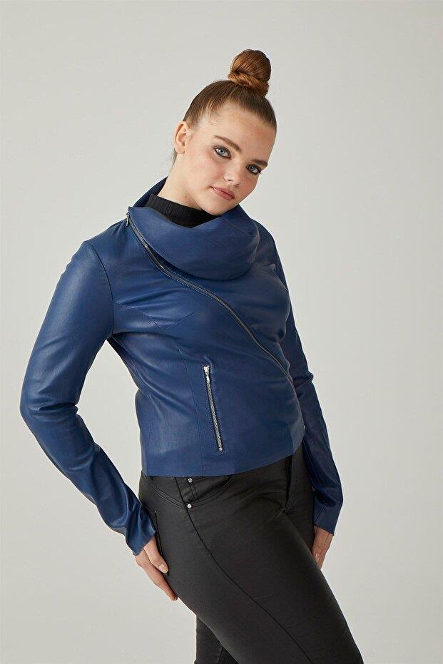 Blue Benoit WomenS Leather Jacket
