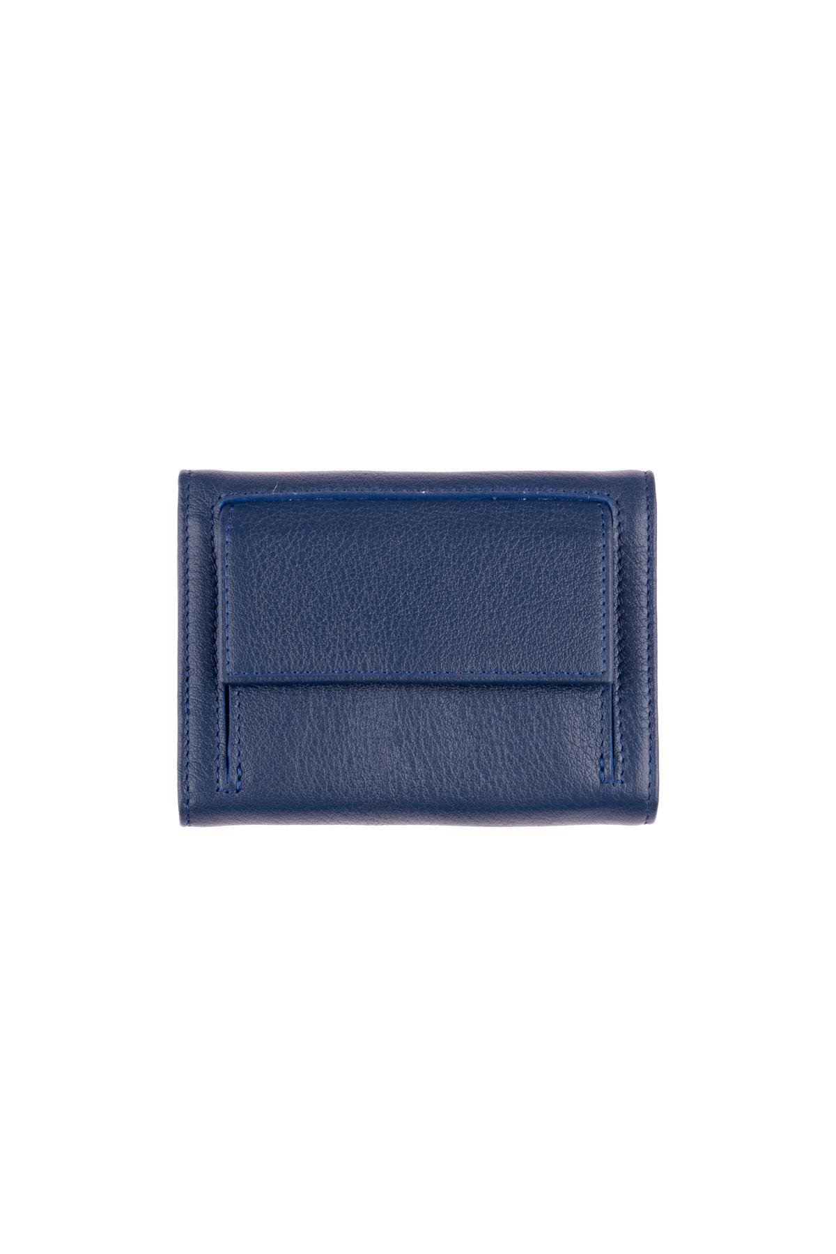 Blue Women's Leather Wallet with Snap Clasp