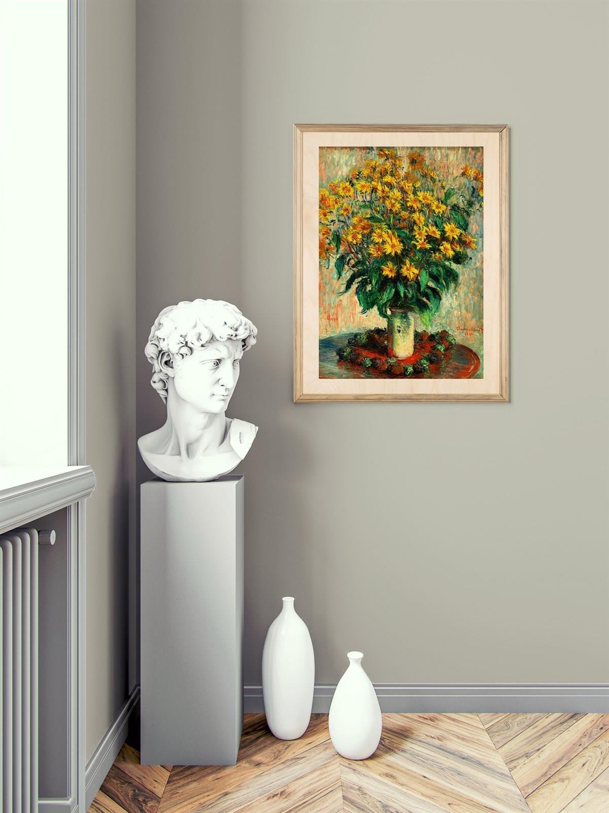 Monet Sunflowers Wooden Table