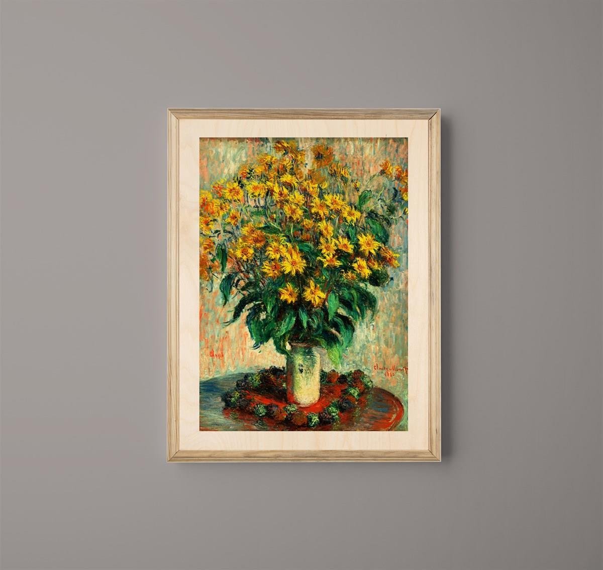Monet Sunflowers Wooden Table