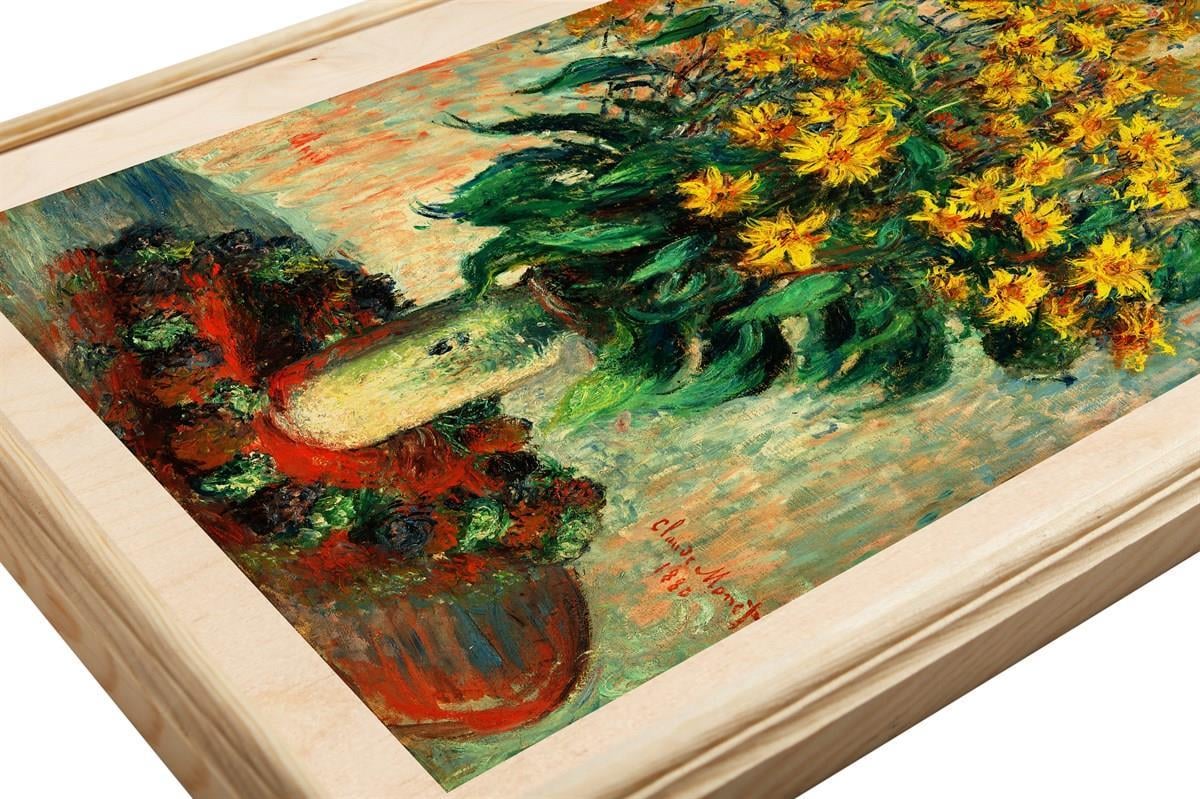 Monet Sunflowers Wooden Table