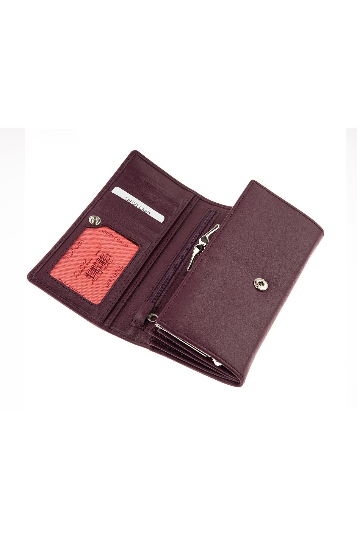 Plum Snap Detailed WomenS Leather Wallet