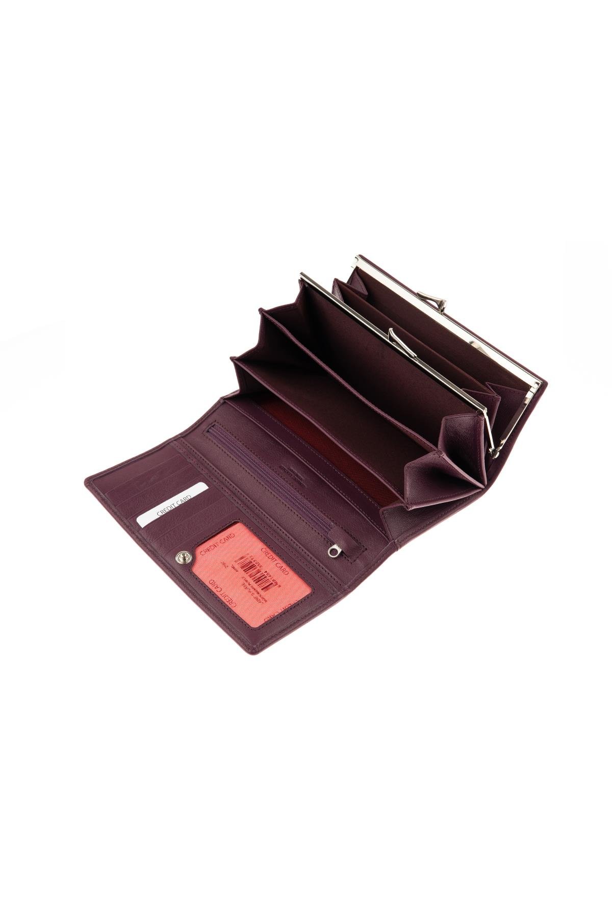 Plum Snap Detailed WomenS Leather Wallet