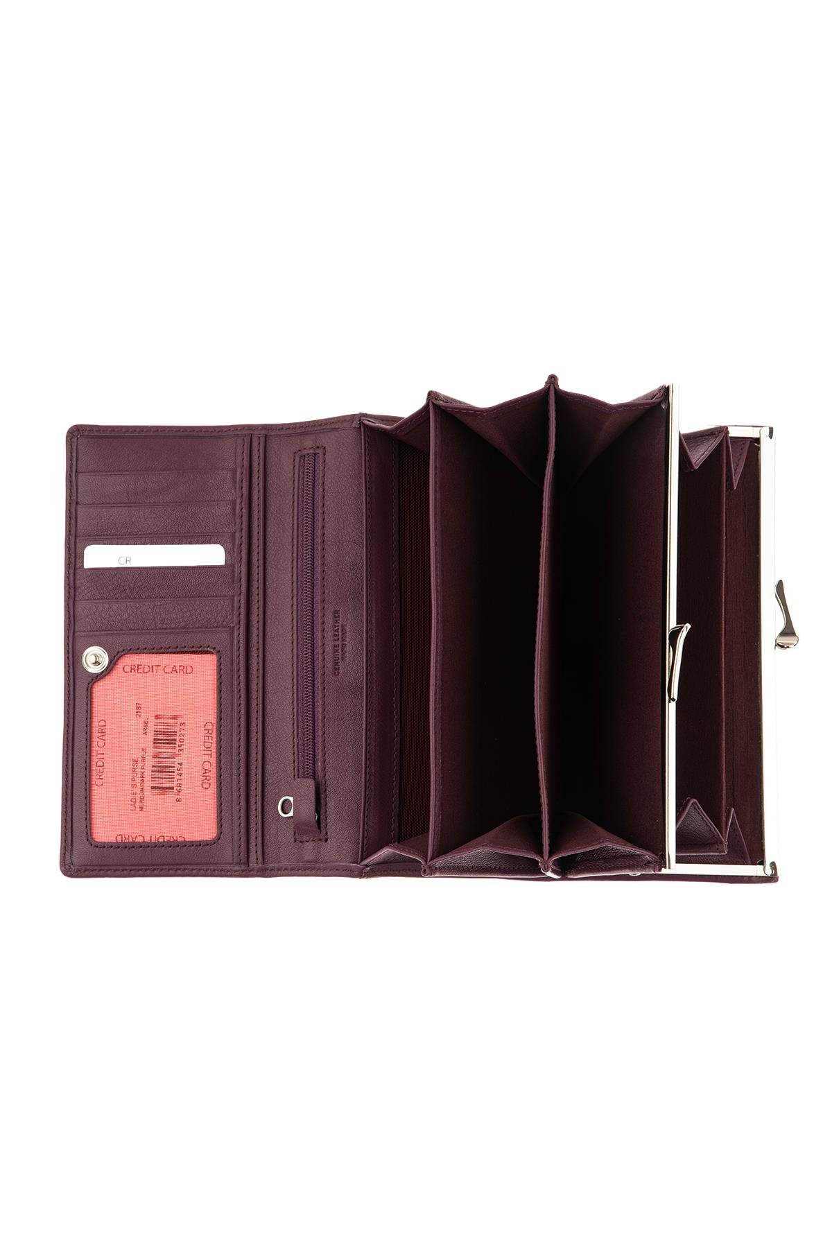 Plum Snap Detailed WomenS Leather Wallet