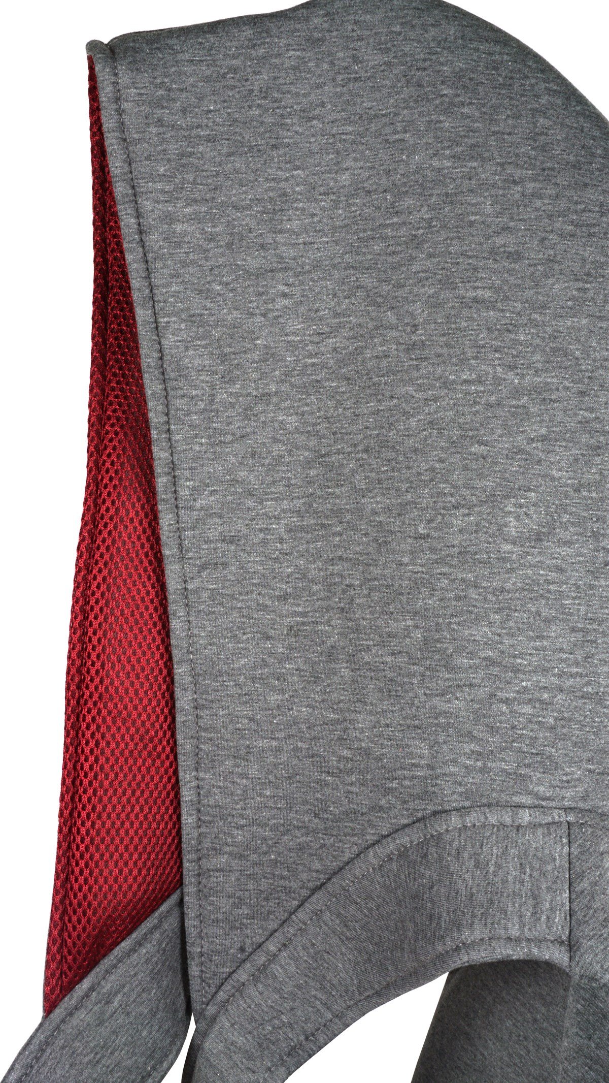 SMALL GREY BURGUNDY HOODED BACKPACK