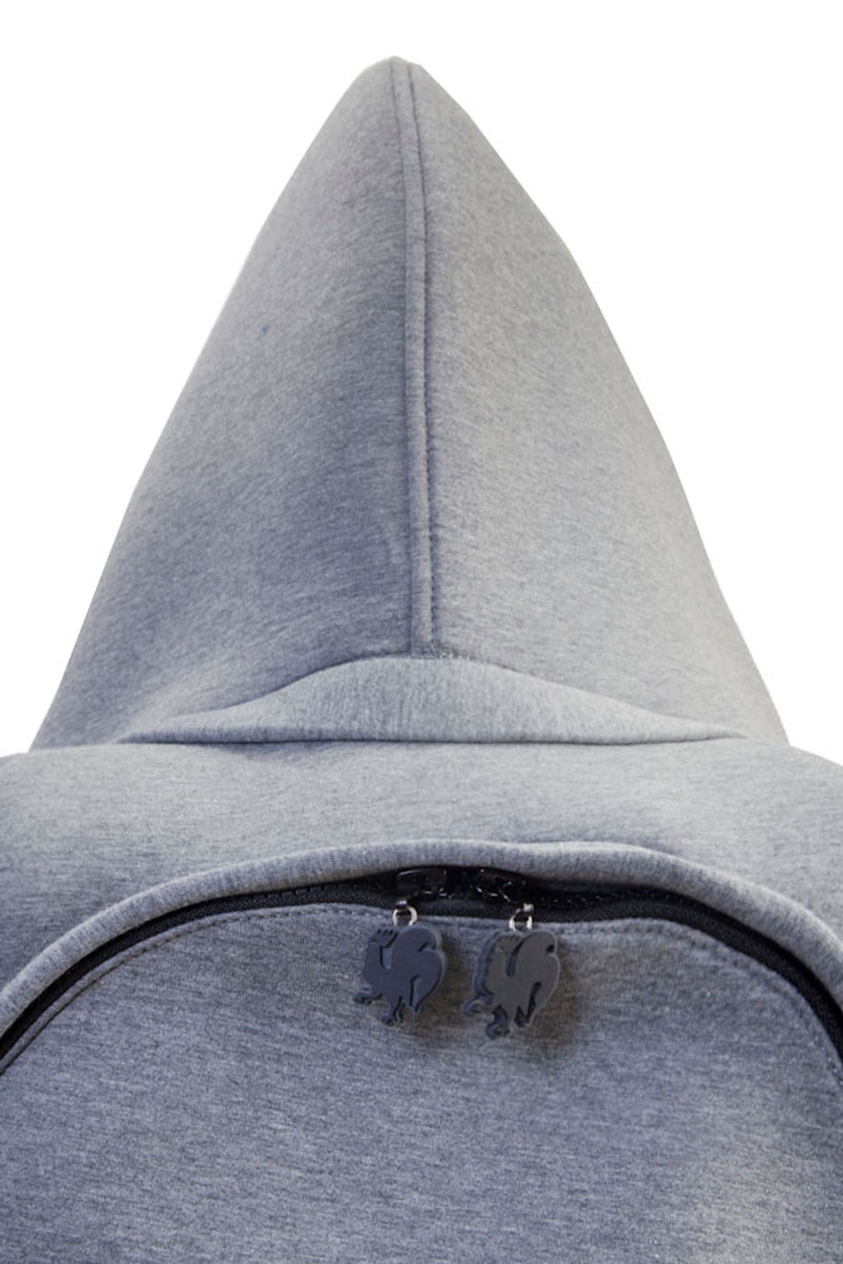 Morikukko Basic Gri Siyah Kapüşonlu Büyük Sırt Çantası