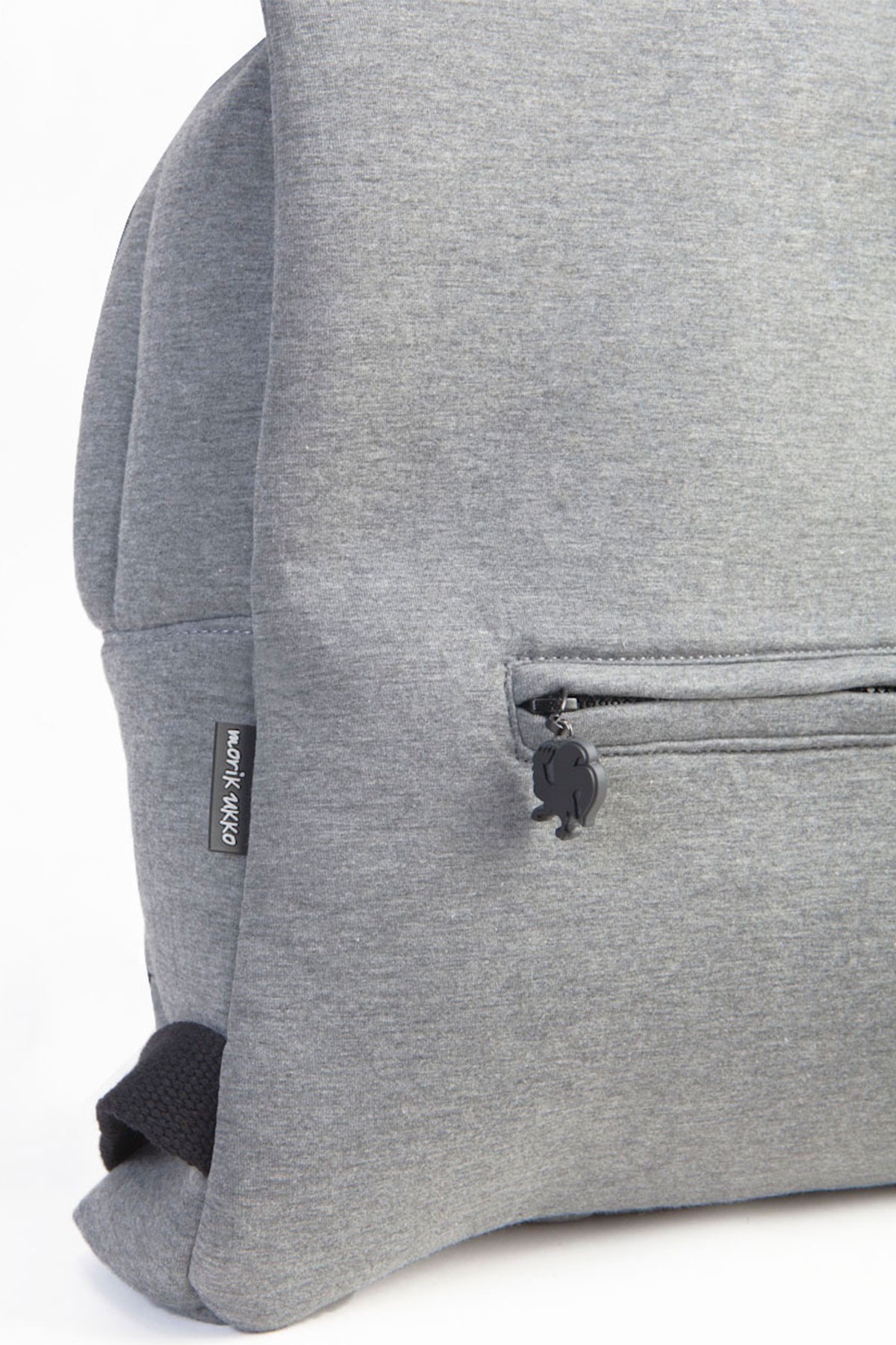 Morikukko Basic Gri Siyah Kapüşonlu Büyük Sırt Çantası