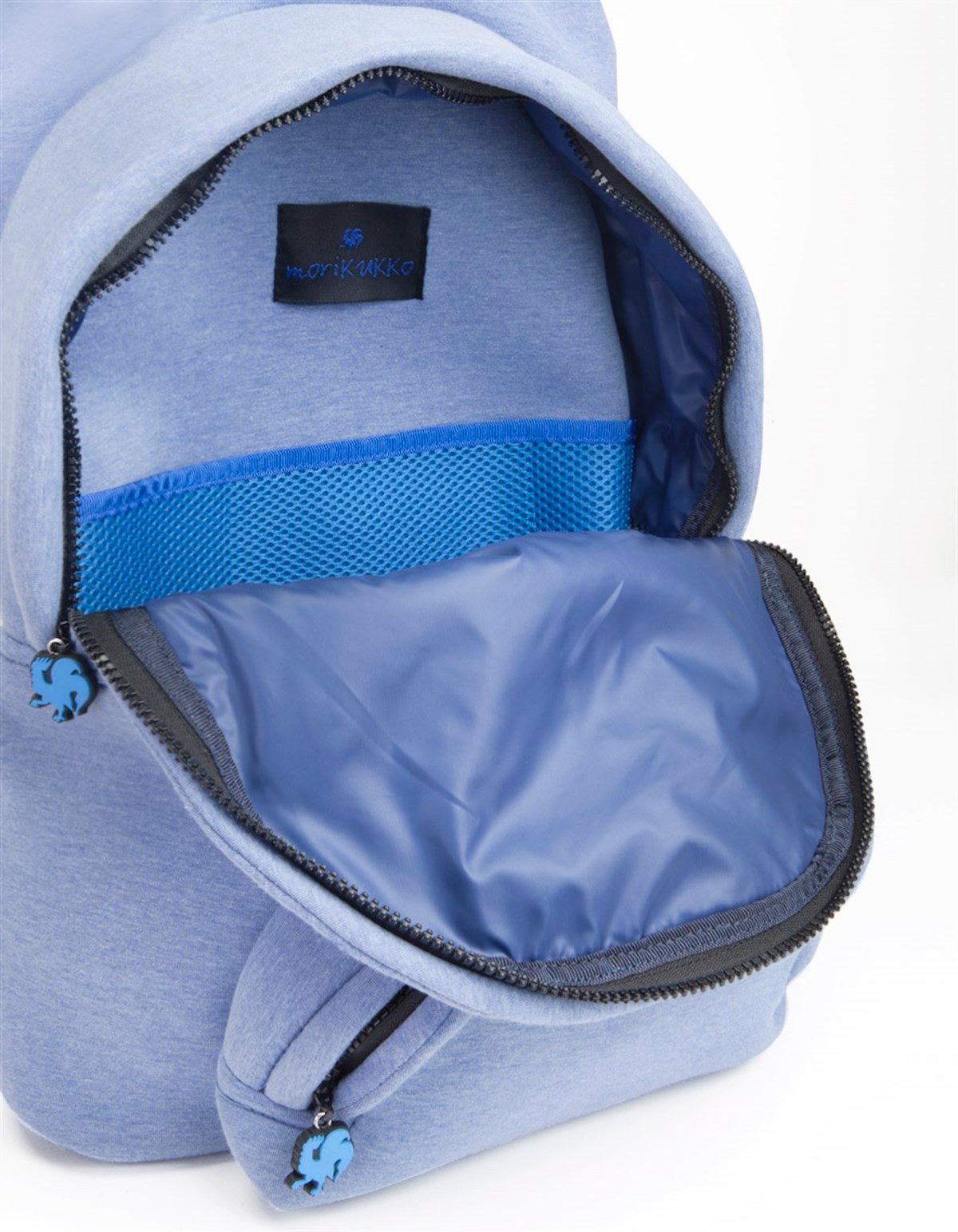 BLUE BLUE LARGE ZIPPEREDWITHOUT ZIPPER HOODED BACKPACK