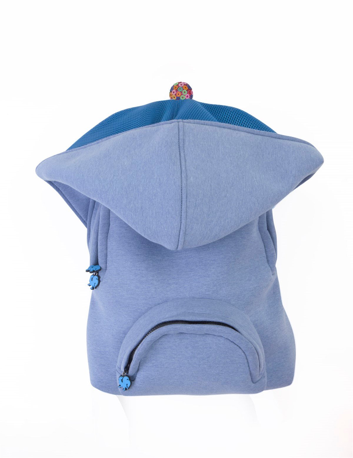 BLUE BLUE LARGE ZIPPEREDWITHOUT ZIPPER HOODED BACKPACK