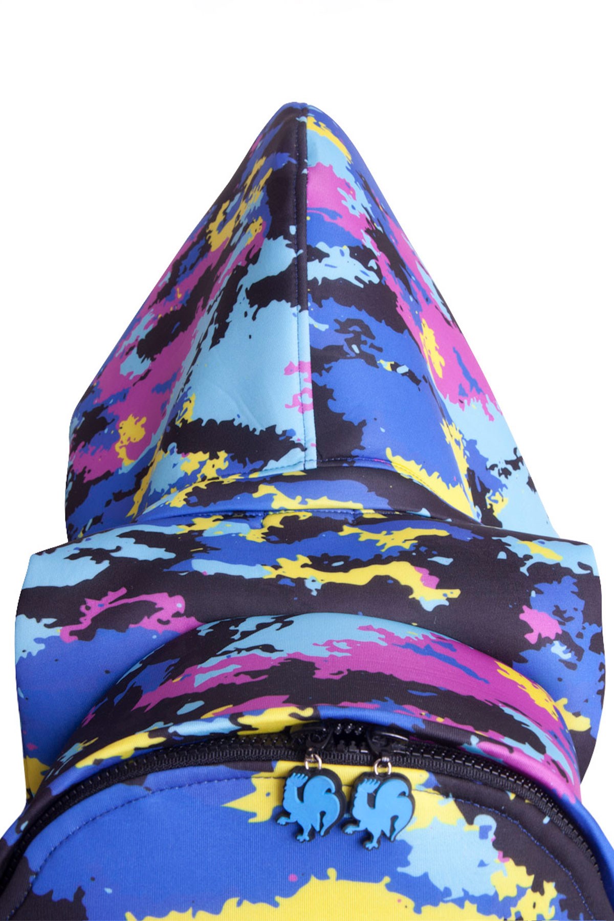 Morikukko Basic Renkli Kamuflaj Kapüşonlu Büyük Sırt Çantası