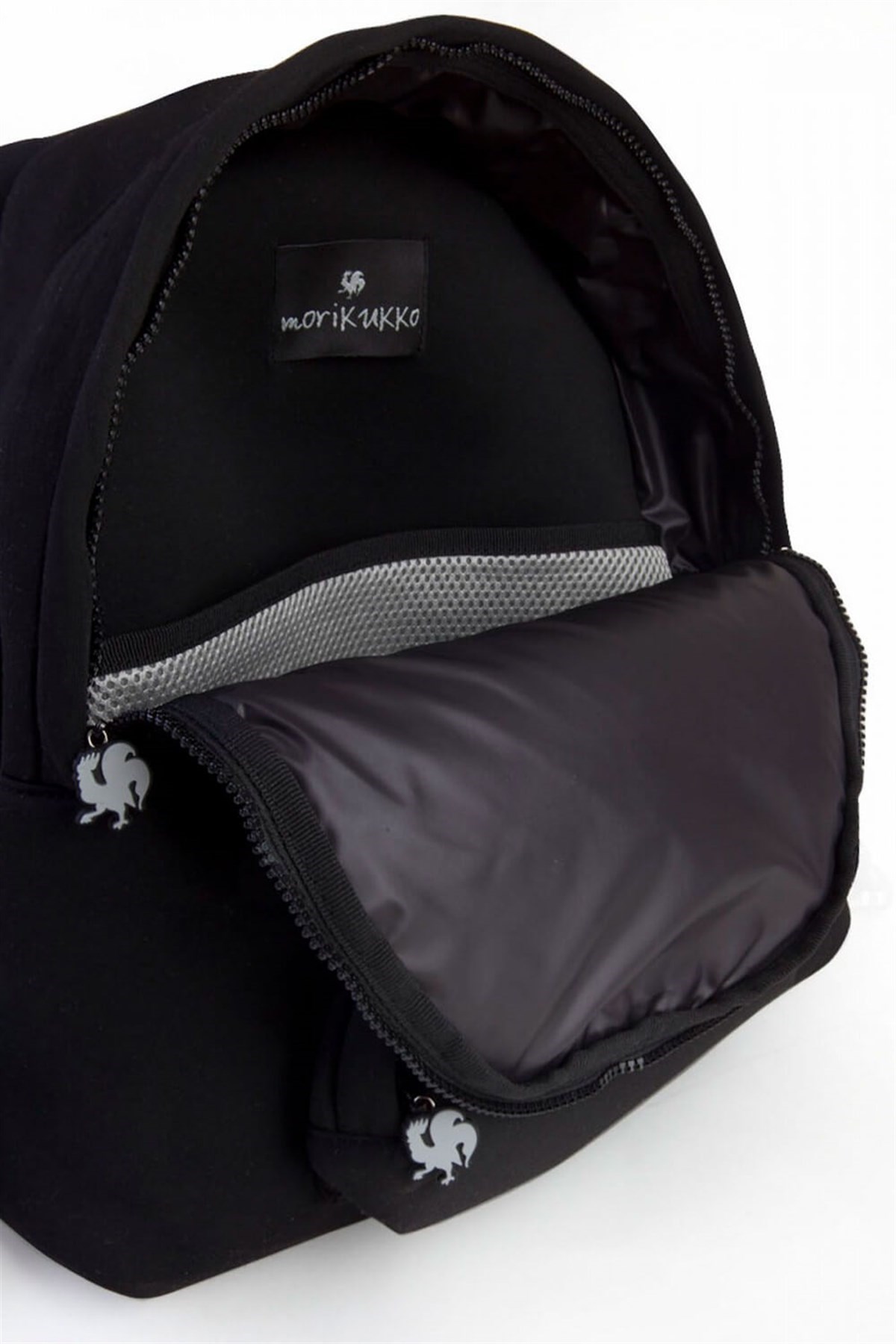 Morikukko Basic Black Gray Hooded Large Backpack