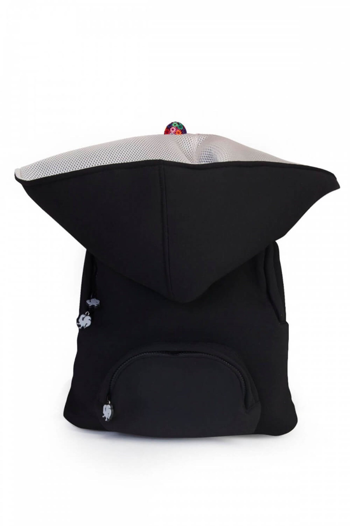 Morikukko Basic Black Gray Hooded Large Backpack
