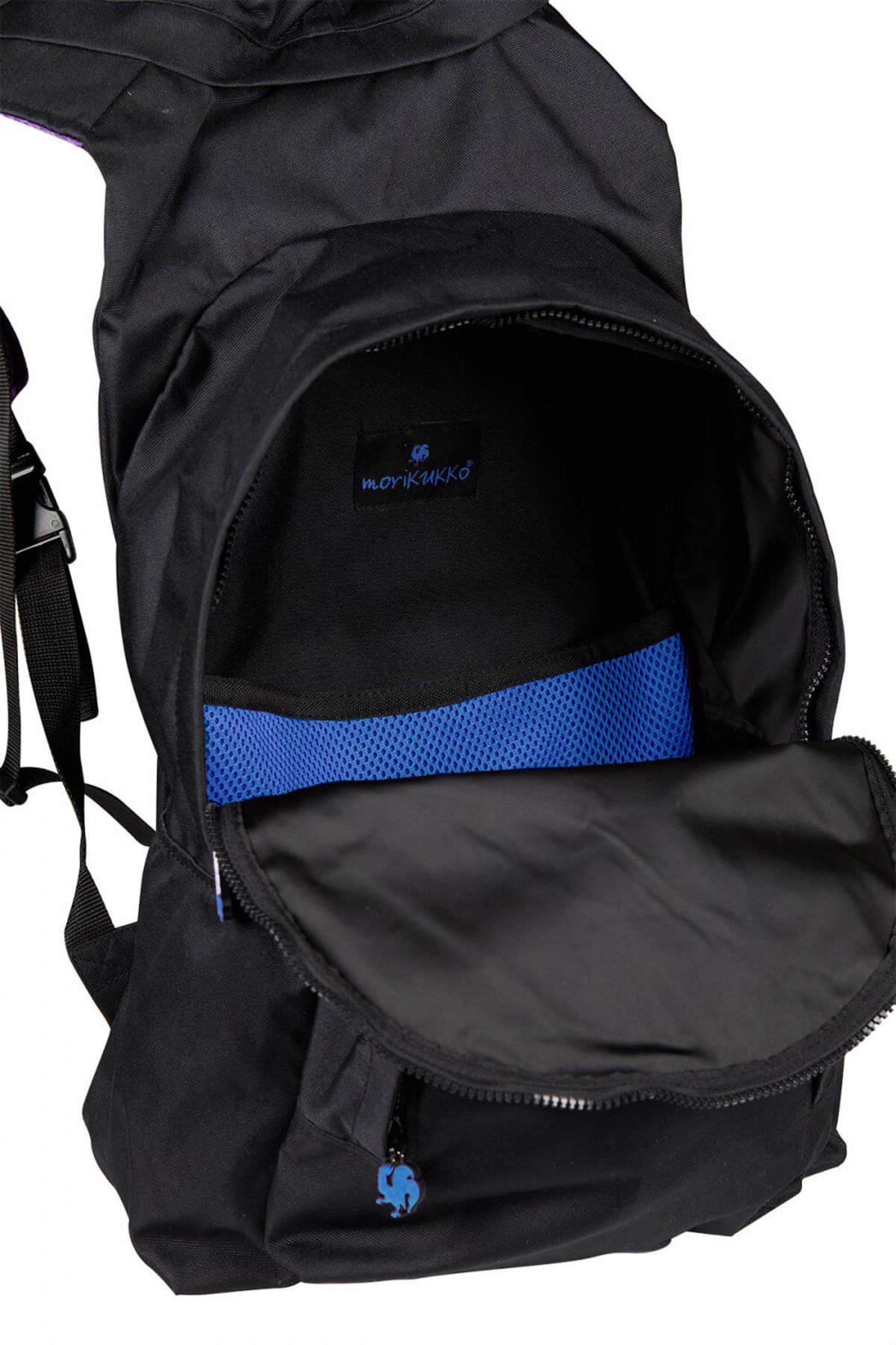 Morikukko Basic Siyah Mavi Kapüşonlu Büyük Sırt Çantası
