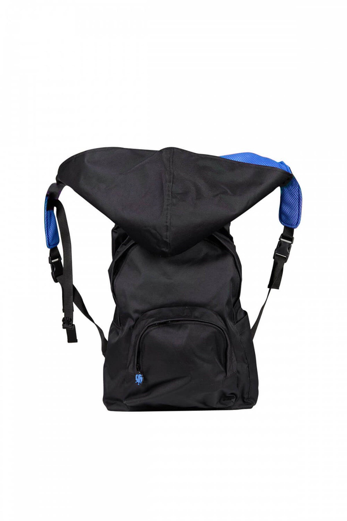 Morikukko Basic Siyah Mavi Kapüşonlu Büyük Sırt Çantası