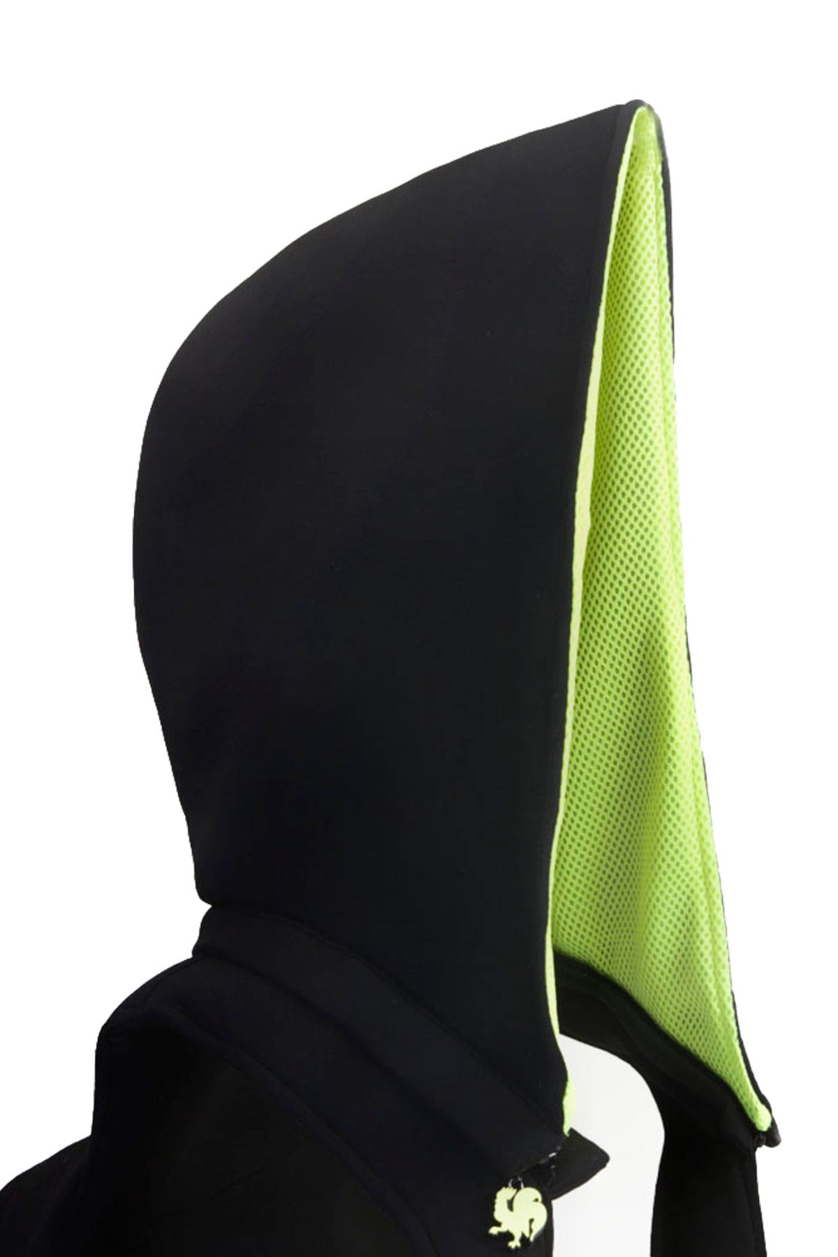 Morikukko Basic Siyah Neon Sarı Kapüşonlu Küçük Sırt Çantası