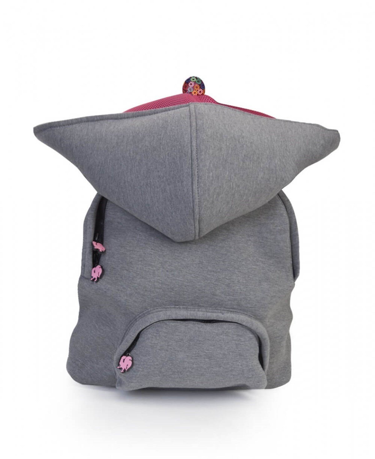 Morikukko Gri Fuşya Kapüşonlu Çocuk Sırt Çantası