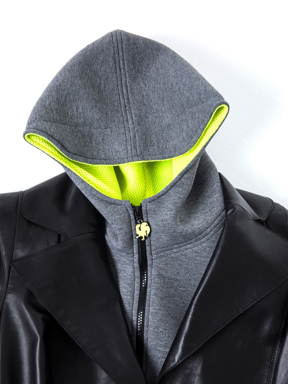 Morikukko Gri Neon Sarı Tek Kapüşon