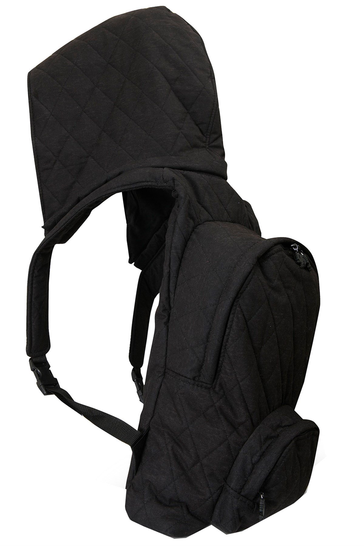 LARGE BLACK KAPİTONE INTRA BLACK HOODED BACKPACK