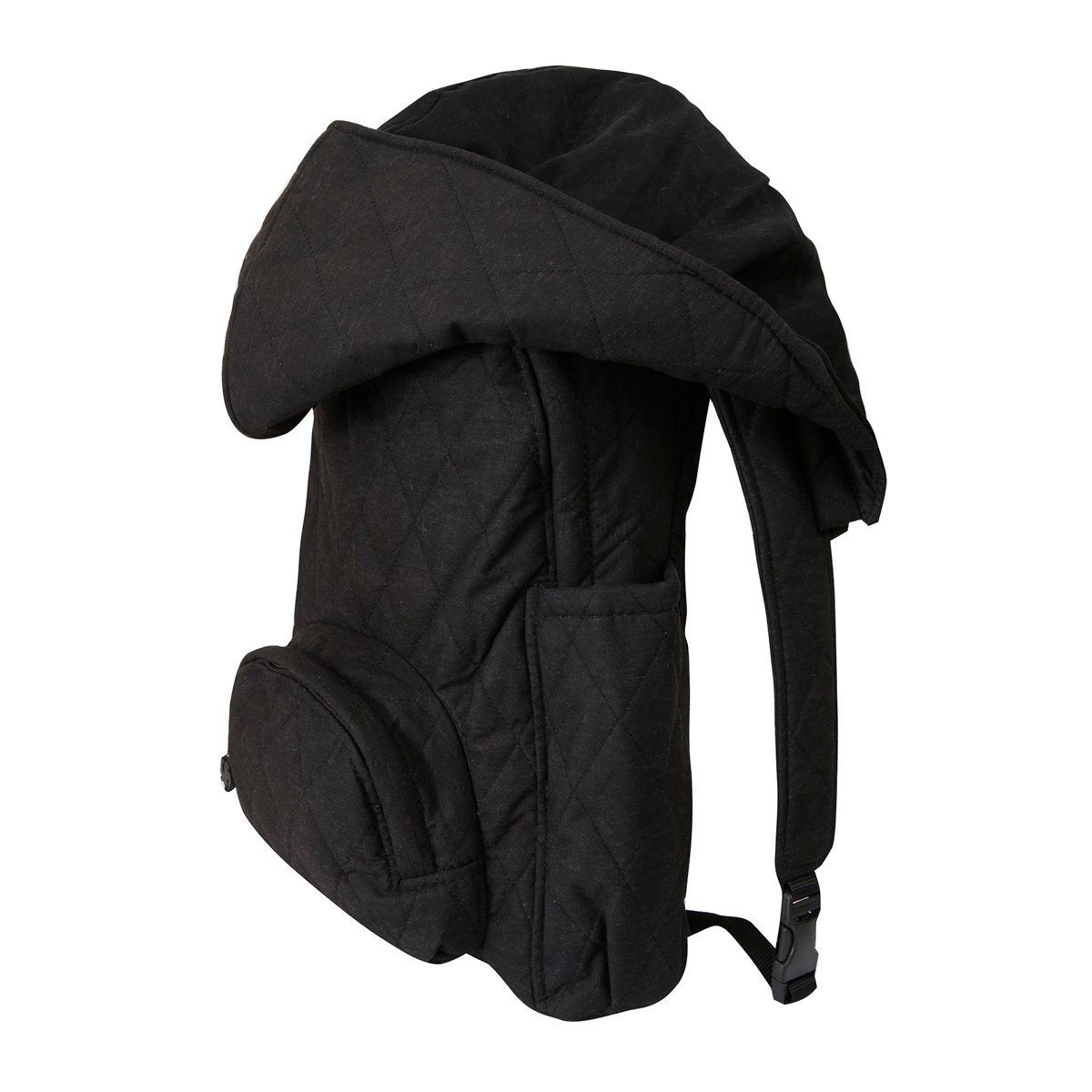 LARGE BLACK KAPİTONE INTRA BLACK HOODED BACKPACK