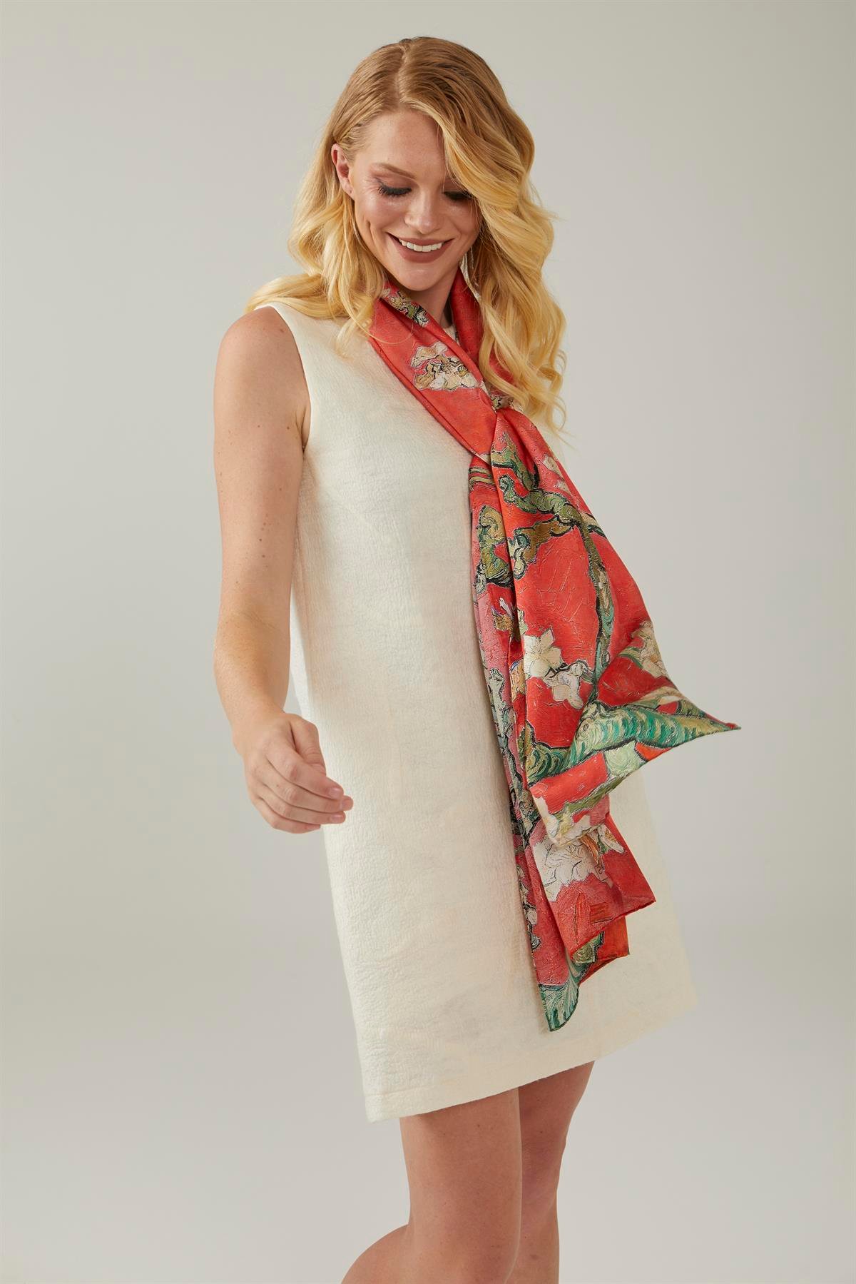 Nar Çiçeği Van Gogh Almond Blossoms 50x170 Ipek Fular Eşarp