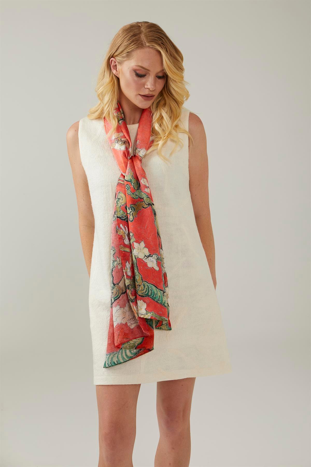 Nar Çiçeği Van Gogh Almond Blossoms 50x170 Ipek Fular Eşarp