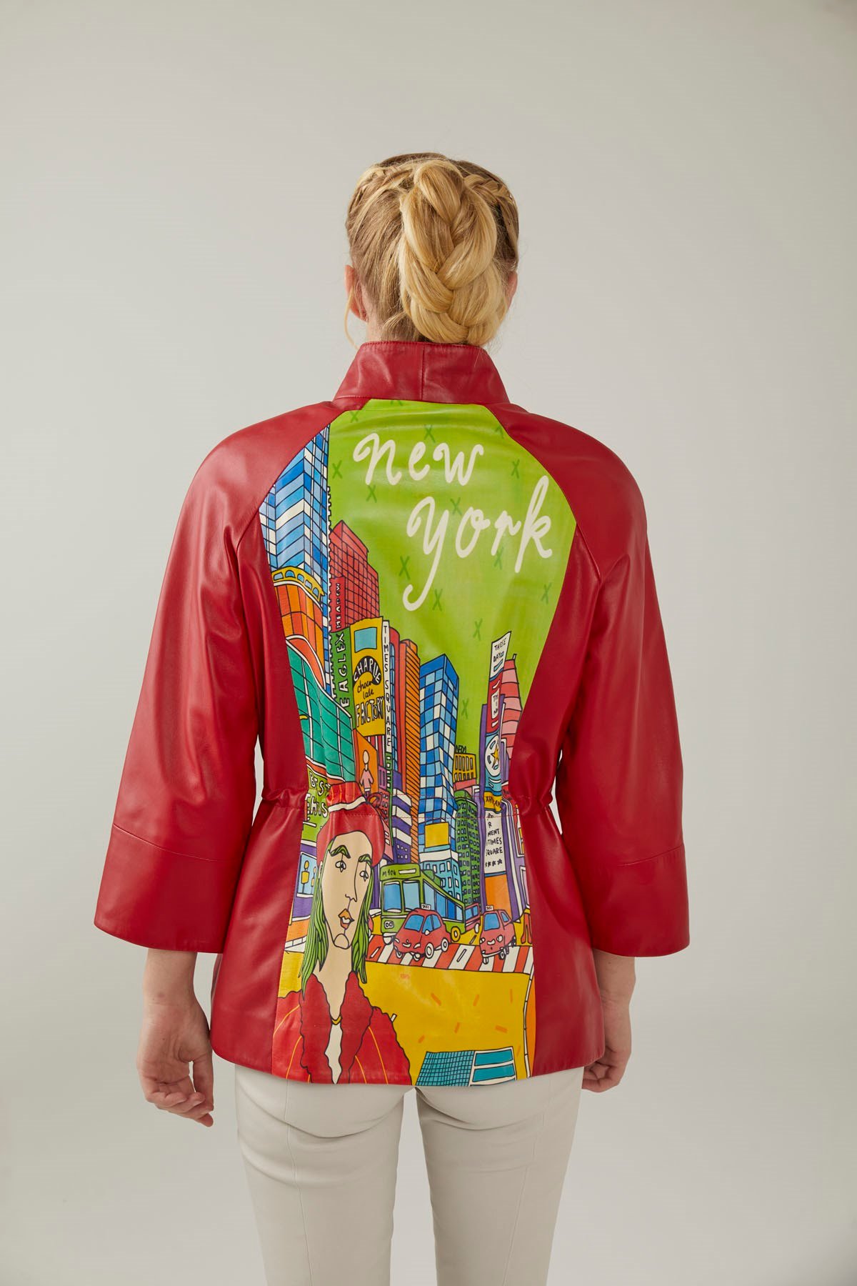 New York Printed Women's Leather Jacket