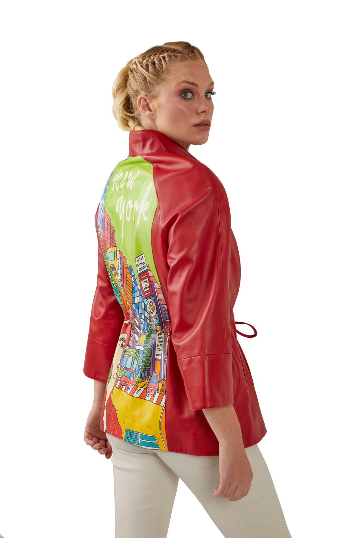 New York Printed Women's Leather Jacket