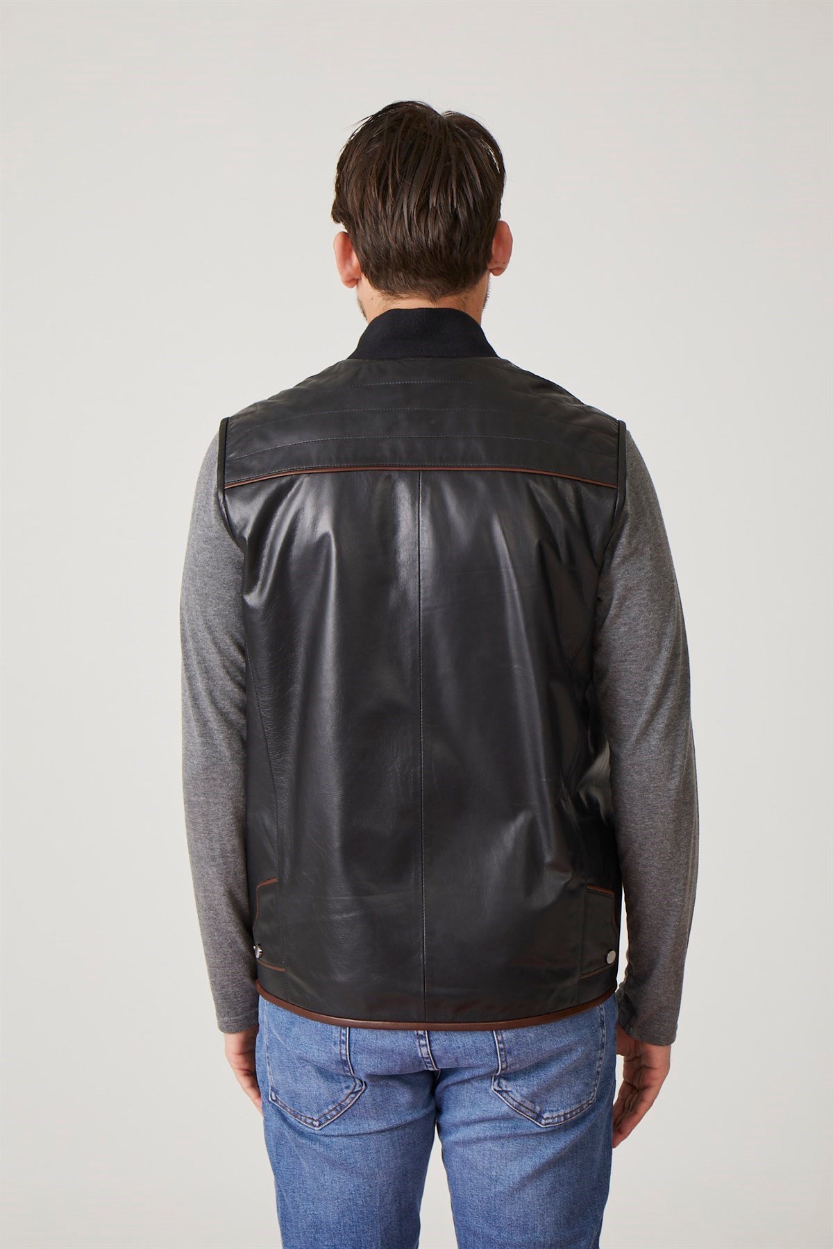 Nigel Black Zipper Men's Leather Vest