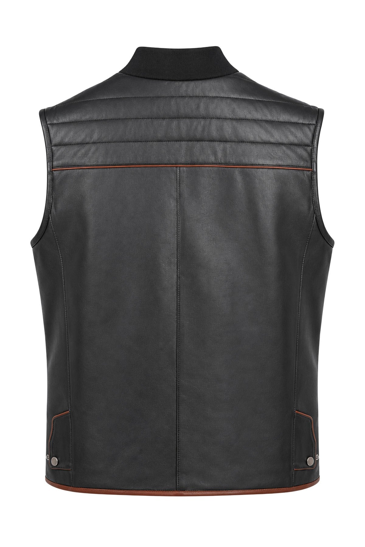 Nigel Black Zipper MenS Leather Vest