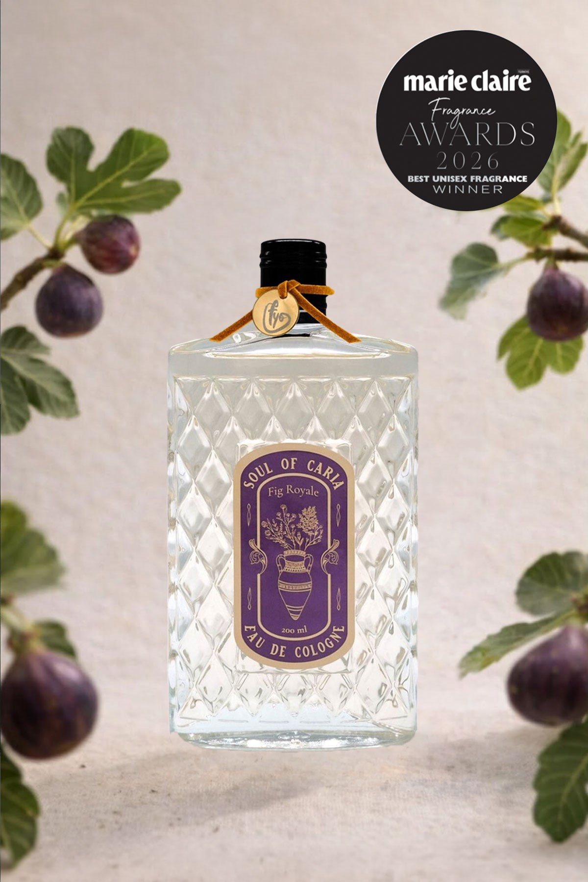 Ödüllü İncir Kokulu Fig Royale Soul Of Caria Eau De Kolonya 200 Ml Özel Cam Şişe