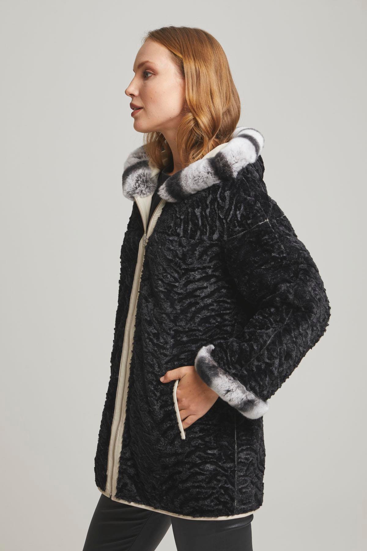 Black Perla Women's Leather Coat