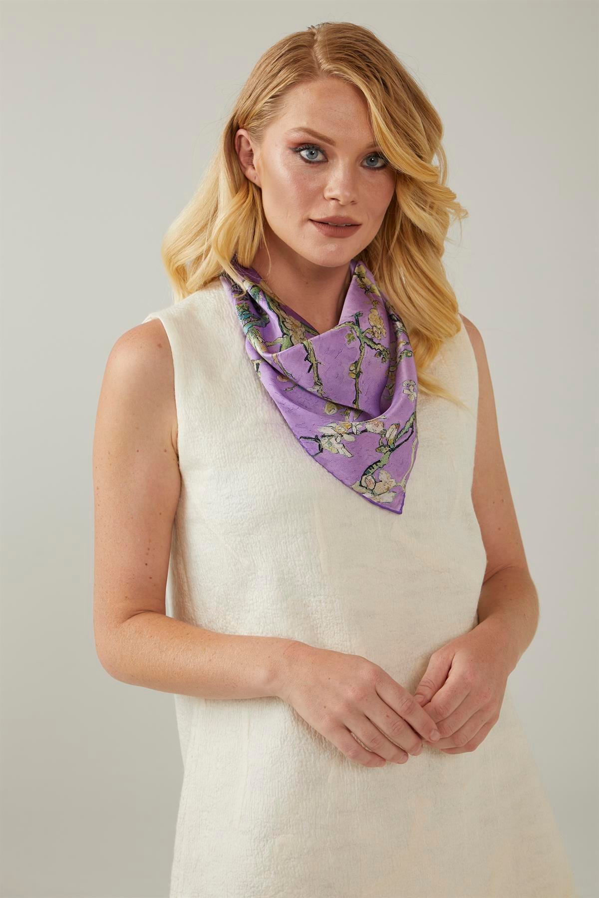 Van Gogh Almond Blossoms Patterned Silk Bandana