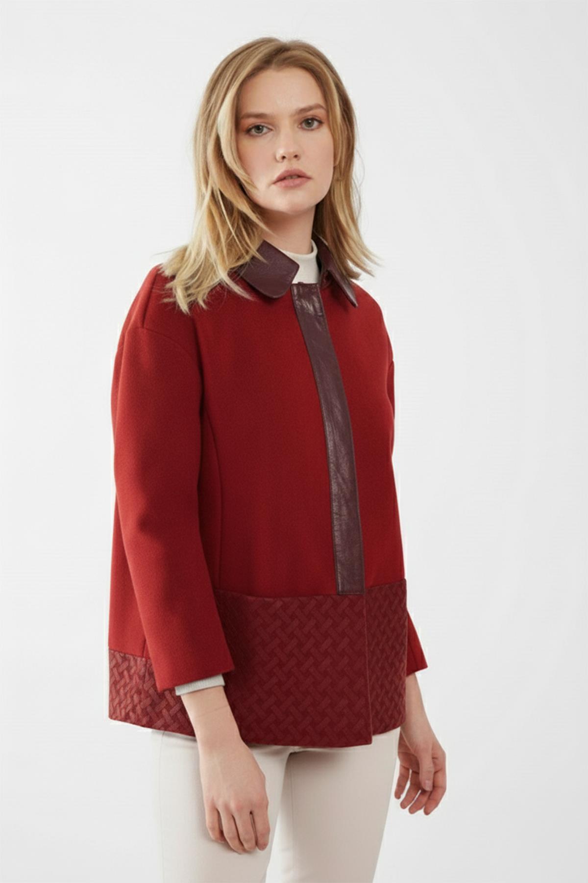 Rosalie Kırmızı Kadın Deri Kaban