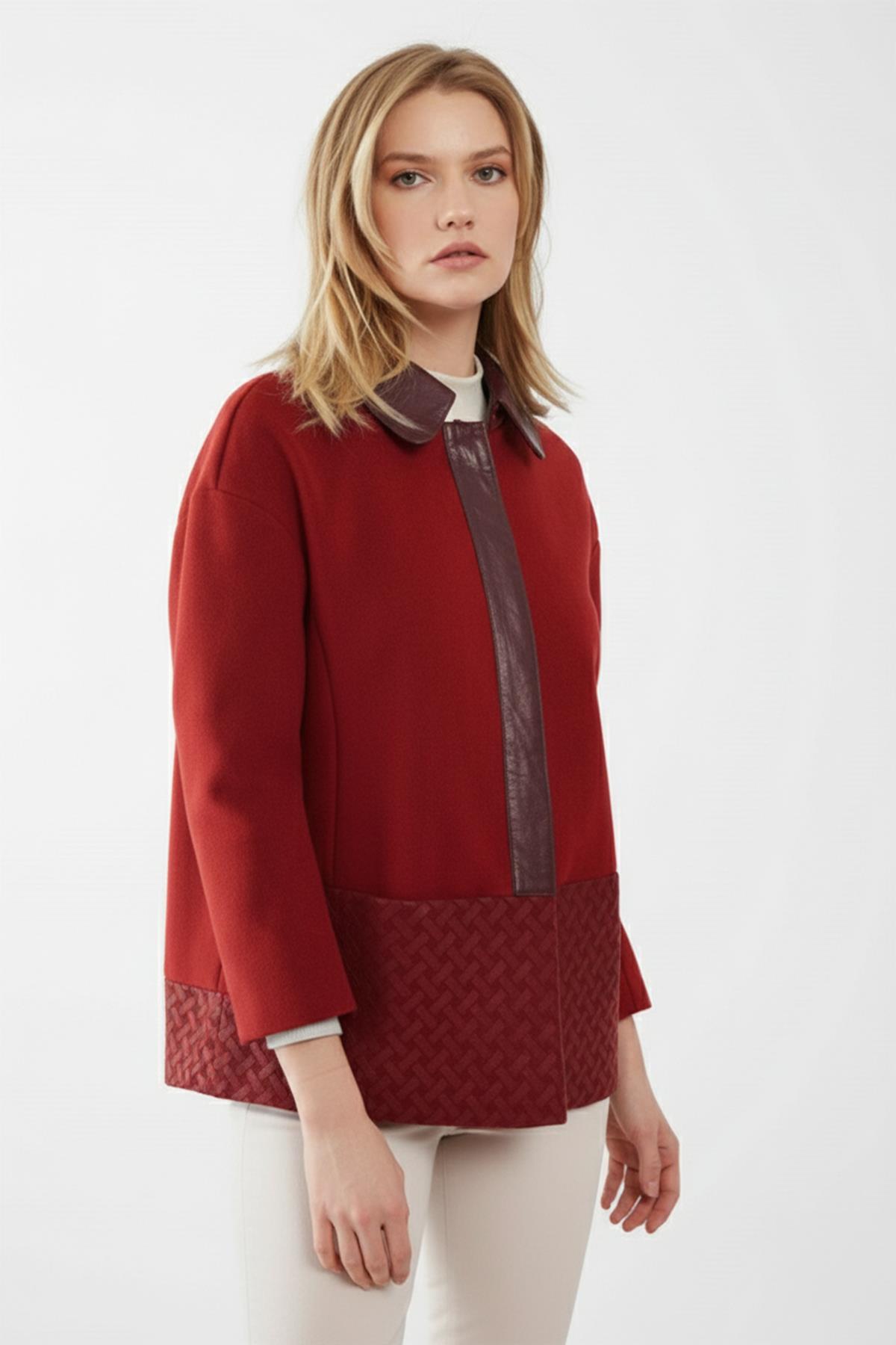 Rosalie Kırmızı Kadın Deri Kaban