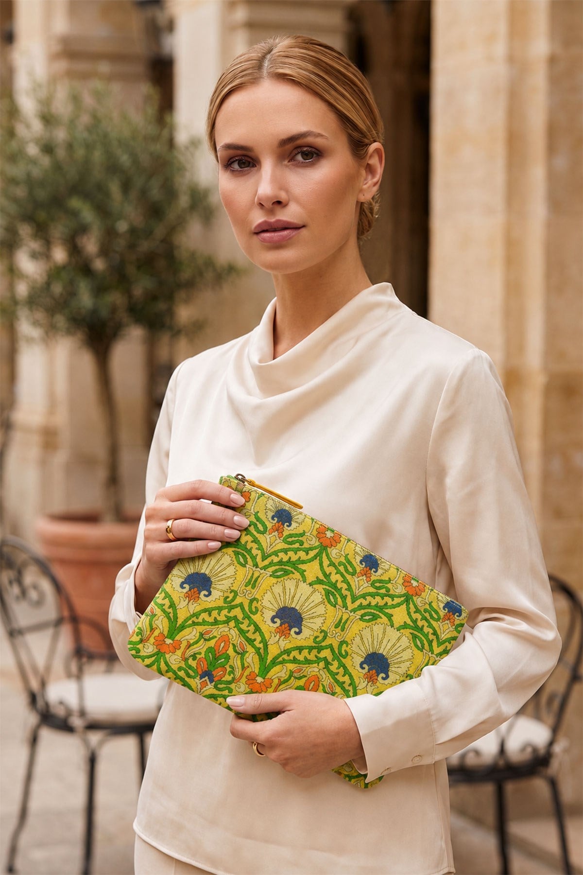Yellow Large Felt Handbag