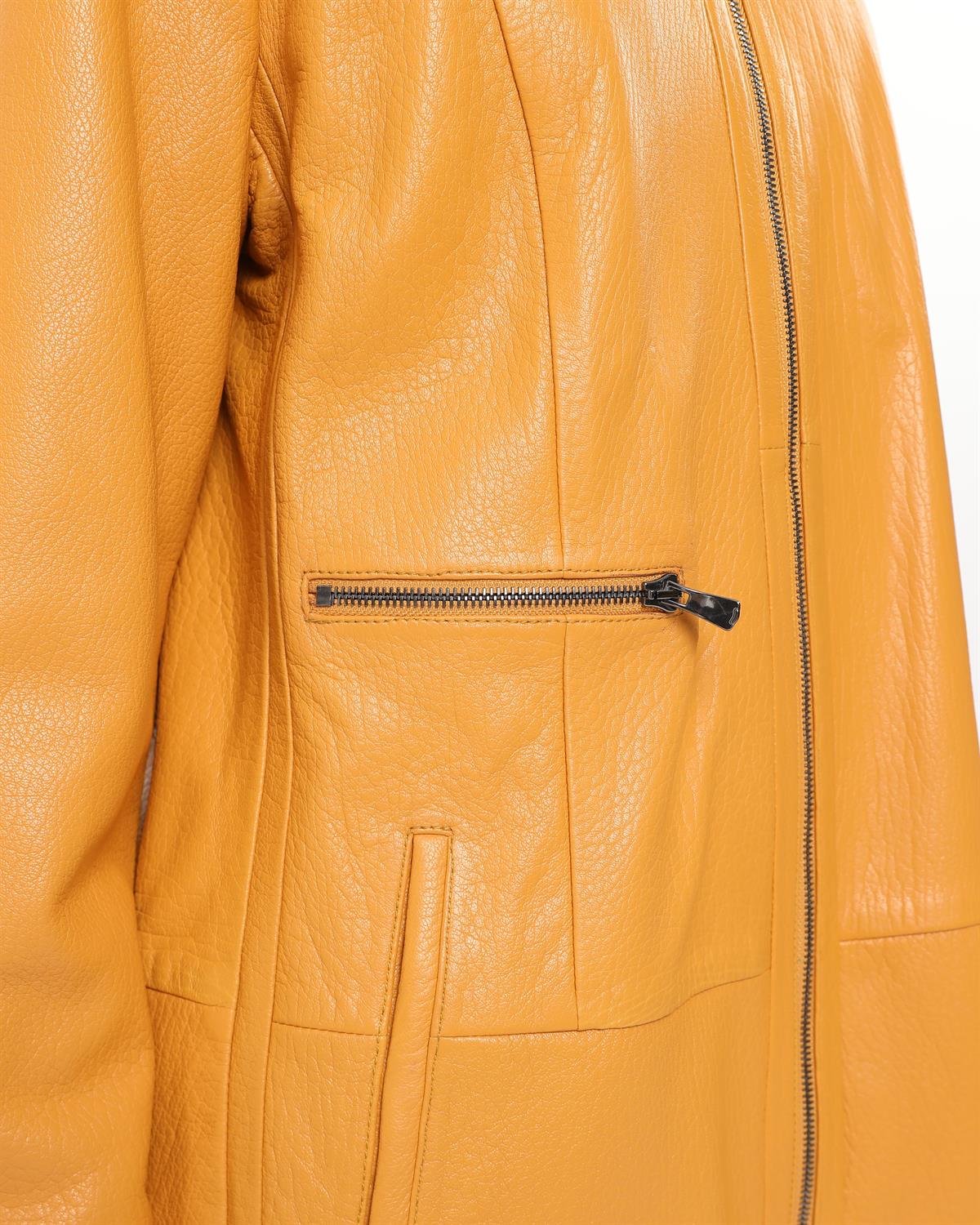 Yellow Alessa Women's Leather Coat