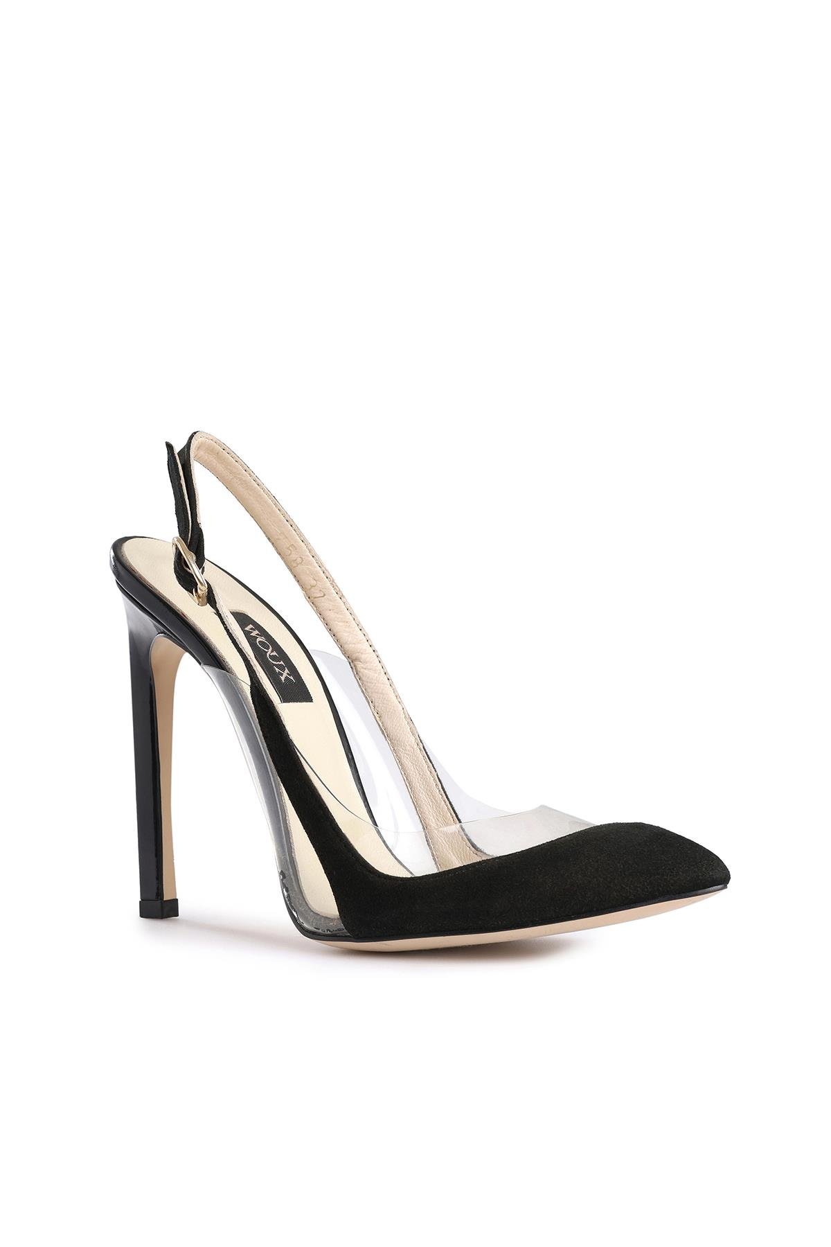Şeffaf Detaylı Siyah Topuklu Ayakkabı