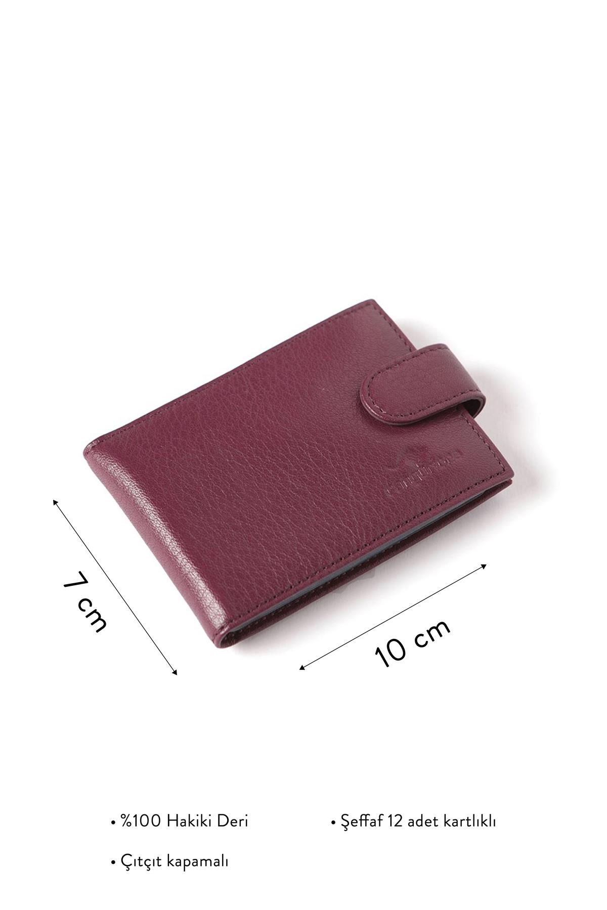 Black Snap Closure Arsel Leather Card Holder