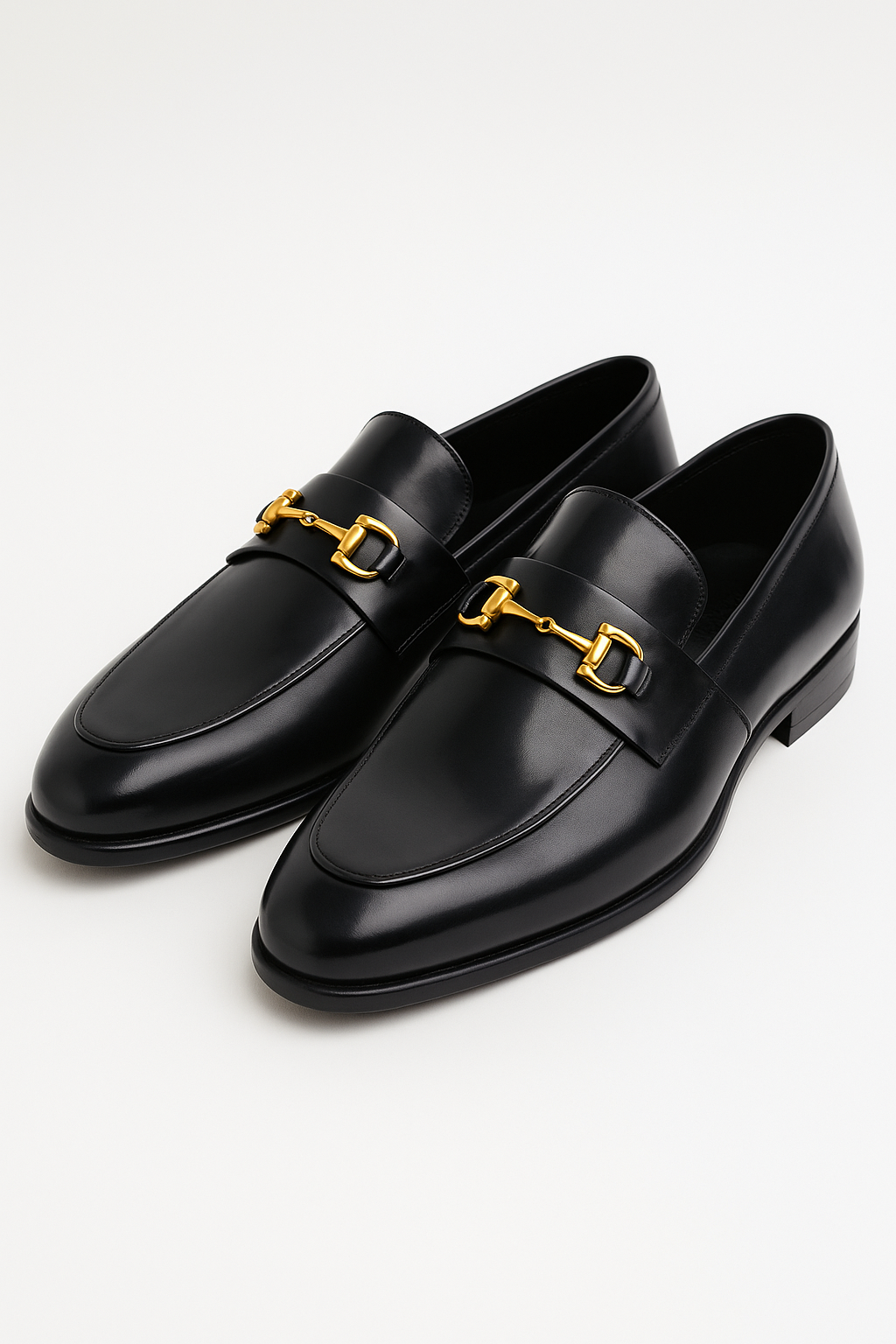 Siyah Deri Loafer -  Altın Tokalı Ayakkabı